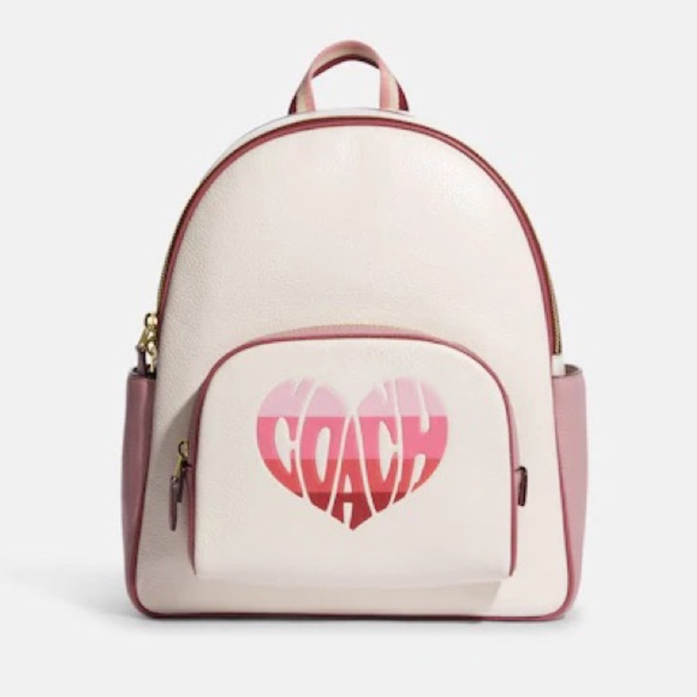 Coach Court Backpack with Stripe Heart Motif Brand New